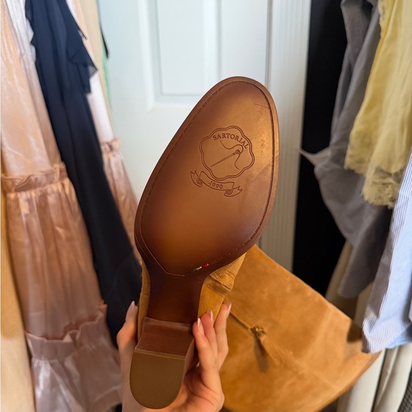 Franco Sarto Camel Suede Heeled Boots - Picture 5 of 7